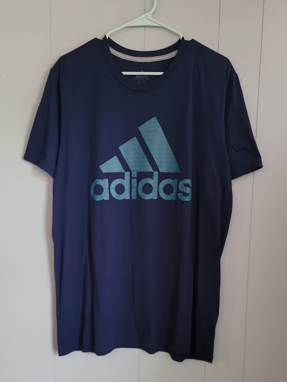 Adidas Men's XL Shirt Blue Logo Short Sleeve